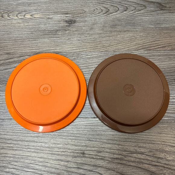 Tupperware 7" Seal N Serve Lid Replacement Orange (1207-14) Brown (1207-44) Vtg - Picture 1 of 13